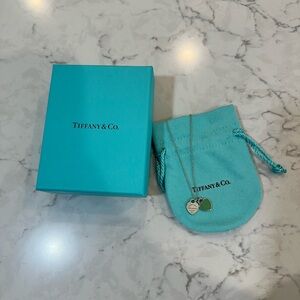 Tiffany & Co. Silver Heart Tag Necklace with Blue Pouch
